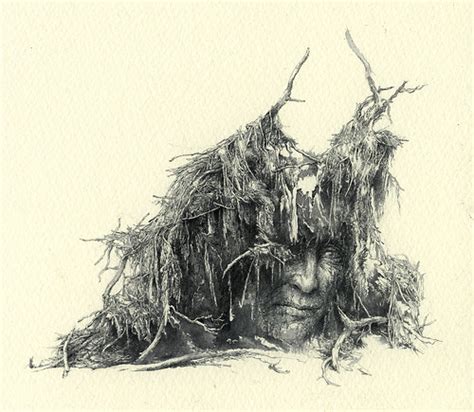 Spirit Of The Fallen Tree Ink Brush On Paper Yaroslav Gerzhedovich