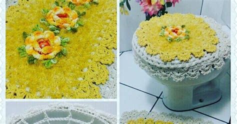 Crocheted Doily With Yellow Flowers On Top And White Lace Around The Edges