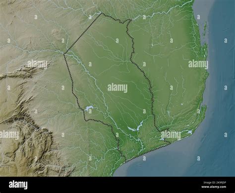 Gaza Province Of Mozambique Elevation Map Colored In Wiki Style With