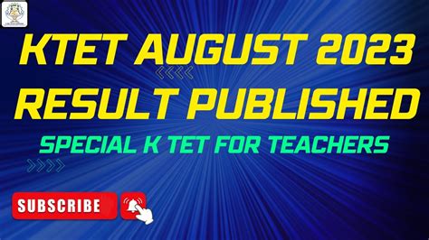 Ktet August Result Published Special K Tet Exam For Teachers Youtube