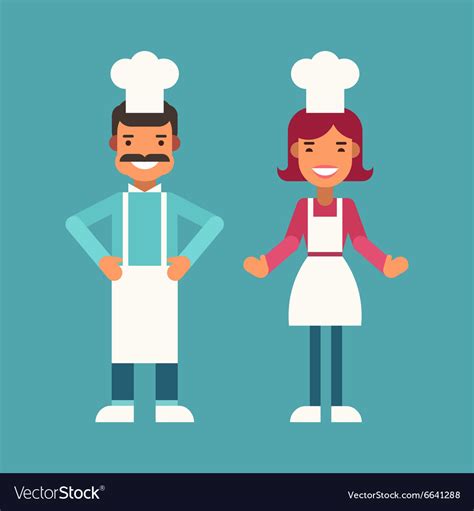 Profession Concept Cook Male And Female Cartoon Vector Image