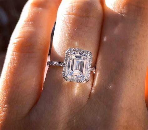 3 Carat Emerald Cut Lab Created Diamond Engagement Ring In 14k Etsy