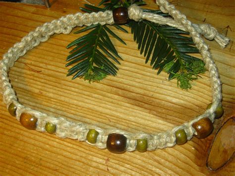 Thick Hemp Necklace Beaded Hemp Choker Necklace Mans Hemp Etsy