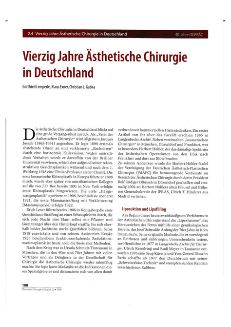 PDF Aesthetische Chirurgen In Deutschland 2008