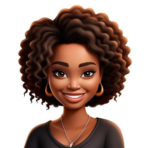 Memoji Beautiful African American Girl Woman On A White Background