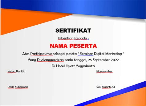 60 Template Sertifikat Word Gratis Bisa Diedit Ayomartid