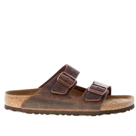 Birkenstock Uomo Sandalo Ciabatta Arizona Bs In Nabuk Oliato Marrone