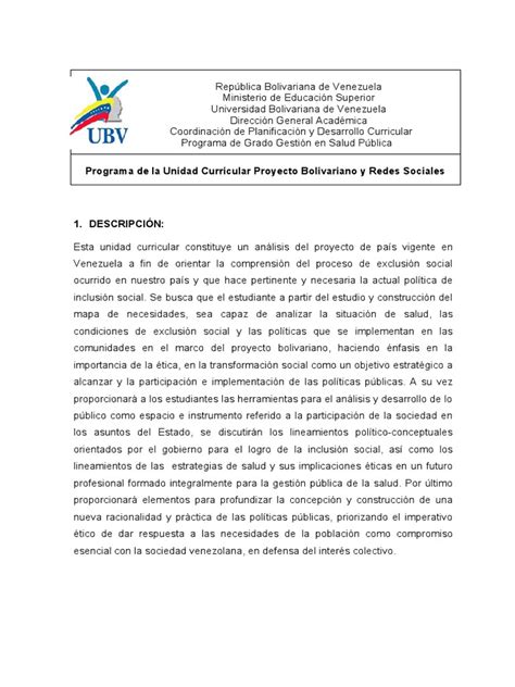 Uc Proyecto Bolivariano Pdf Inclusión Educación Evaluación