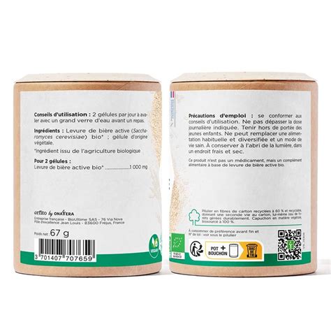 Levure de bière Vivante Bio 1000mg 120 gélules végétales Orfito