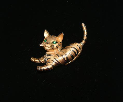 Rare Vintage Trifari Tiger Cub Jewelry Brooch Pin Ark Series 1960s