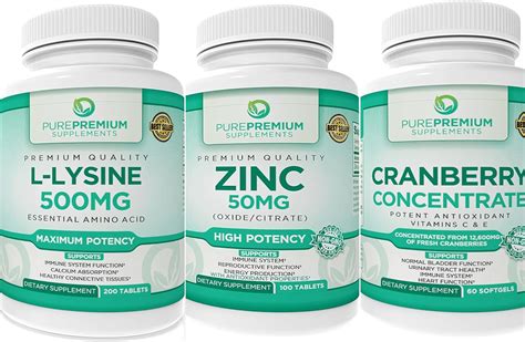 Purepremium Zinc 50mg With L Lysine 500 Mg And Cranberry