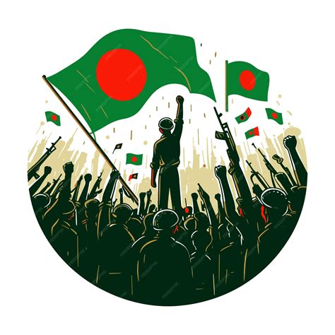 Premium Vector People And Flag With Celebration Bangladesh