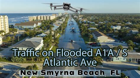 Drone View Of Traffic On Flooded A A After Hurricane Ian In New Smyrna