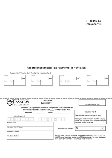 Form It 1041e Es Record Of Estimated Tax Payments Ohio Department