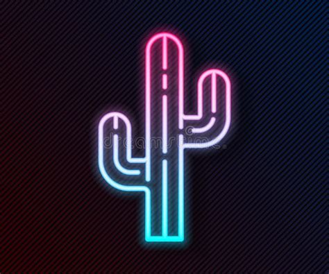 Nopal De Neón Brillante Icono Aislado Sobre Fondo Negro Vector