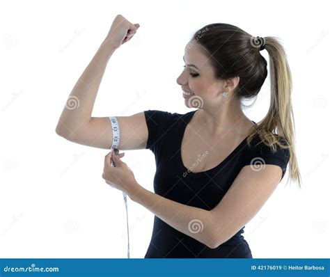 Pretty Babe Measuring Her Biceps Stock Image Image Of Babe Adult