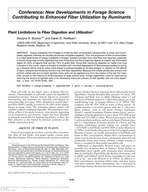 (PDF) Plant Limitations to Fiber Digestion and Utilization