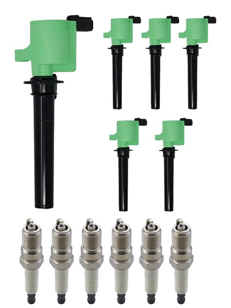 Set Of 6 ISA Brand Green Color Ignition Coils And 6 Spark Plugs