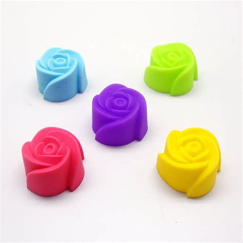 10 Pcs Rose Reusable And Non Stick Flower Silicone Individual Baking