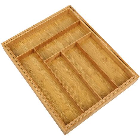 Organisateur De Bambou De Tiroir Extensible Pour Couverts Et Ustensiles