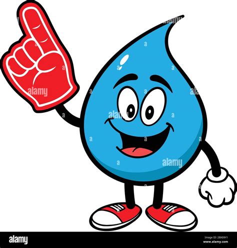 Water Drop with Foam Finger- A Cartoon Illustration of a Water Drop ...