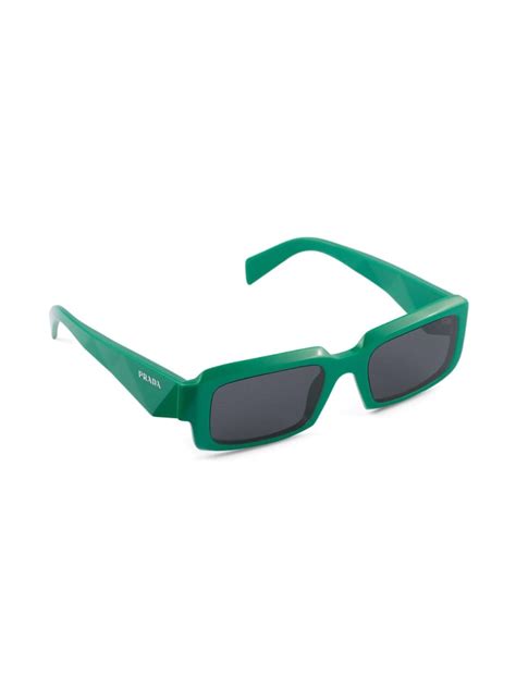 Prada Eyewear Symbole Rectangle Frame Sunglasses Green Farfetch