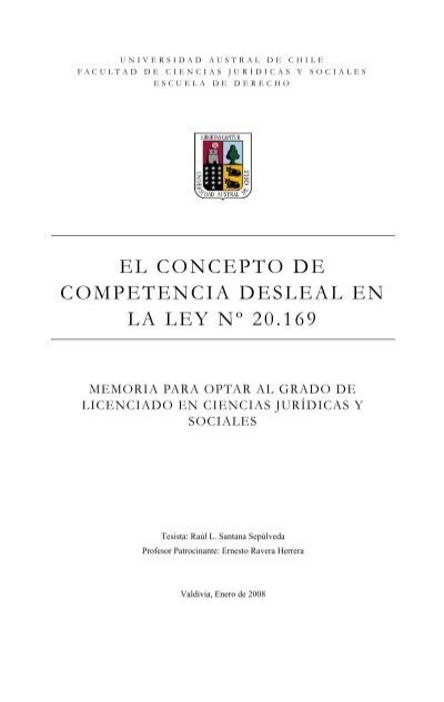 El Concepto De Competencia Desleal En La Ley N