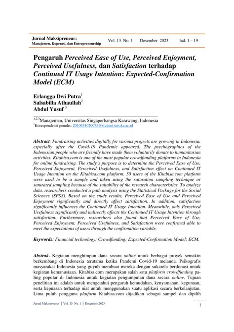 PDF Pengaruh Perceived Ease Of Use Perceived Enjoyment Perceived