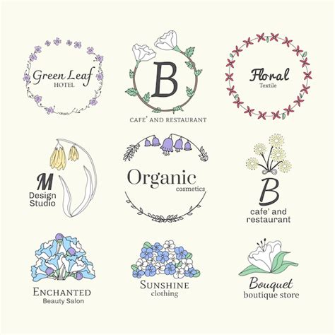 Free Vector | Floral logo designs set