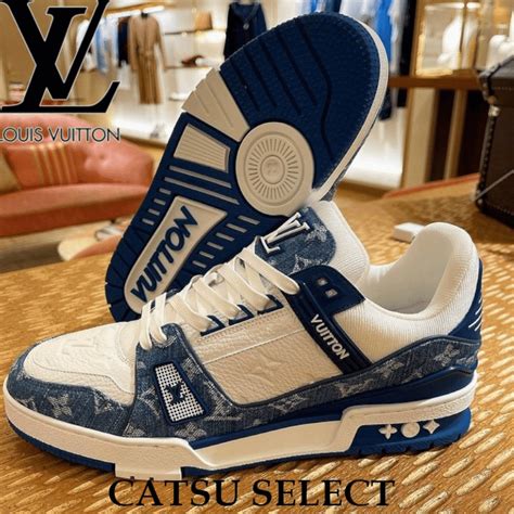 Gi Y Louis Vuitton Lv Trainer Monogram Denim White Blue A Jgz A Jgu