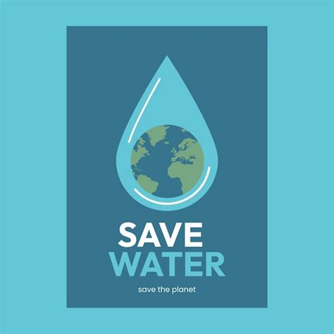 Premium Vector Save The Water Poster With Planet In A Drop Of Water