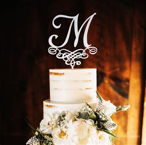 Gold Monogram Wedding Cake Toppers