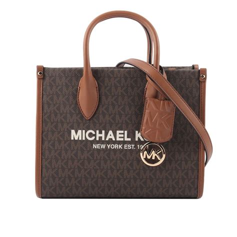 Michael Kors Mirella 滿版塗層帆布小款二用托特包咖啡色 35f2g7zc5b Brown Pchome 24h購物