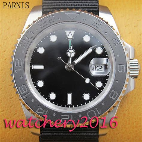 Luxury Parnis Rmm Black Sterile Dial Sapphire Glass Black Brushed