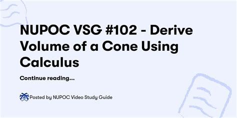 Nupoc Vsg Derive Volume Of A Cone Using Calculus Nupoc Video