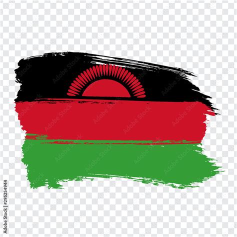 Flag Republic of Malawi from brush strokes. Flag Malawi on transparent ...