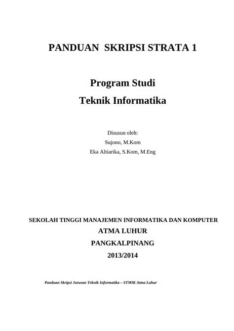 Pdf Panduan Skripsi Strata Program Studi Teknik Hal Panduan