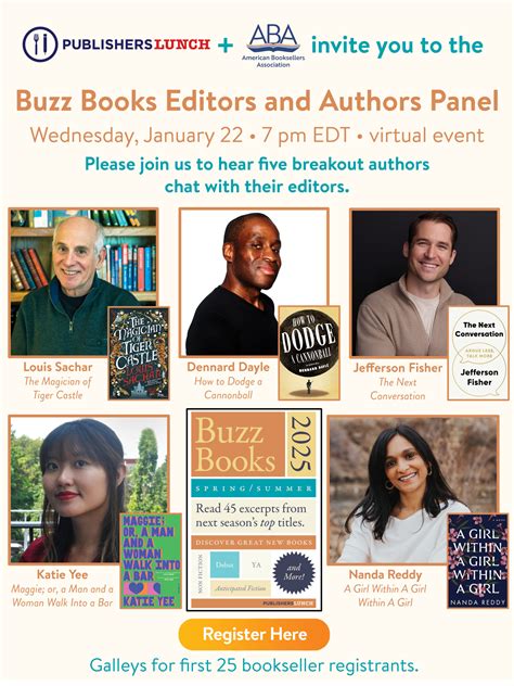 Join Our Editors and Authors Buzz Panel Tonight - Publishers Lunch