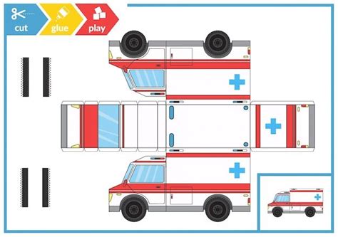 Wytnij I Przyklej Karetk Pogotowia Premium Wektor Kinder Basteln