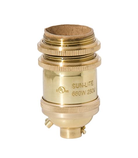 B P Lamp Heavy Turned Brass Keyless Socket Polished And Lacquered