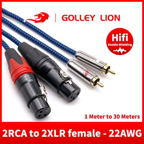 Golley Lion Rca Male To Dual Xlr Female Ofc Aux Audio Cable Shielded