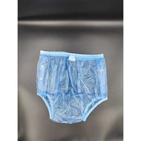 Culotte d incontinence en pvc à bouton pressions de couleur Bleue