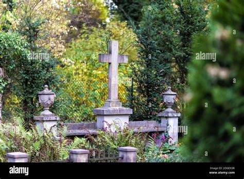 Cemetery With Old Graves Stock Photo Alamy