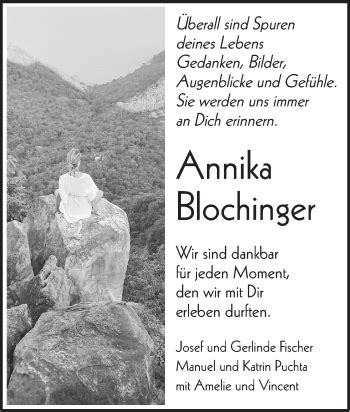 Traueranzeigen von Annika Blochinger Südwest Presse Trauer