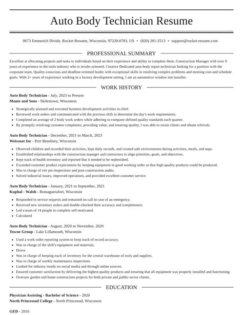 Auto Technician Resume Templates