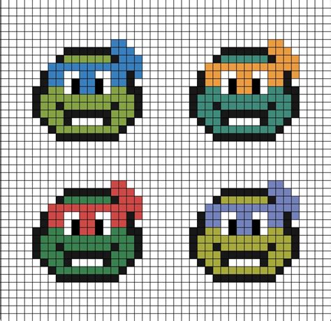 A Small Ish Pixel Art Template Of The Teenage Mutant Ninja Turtles