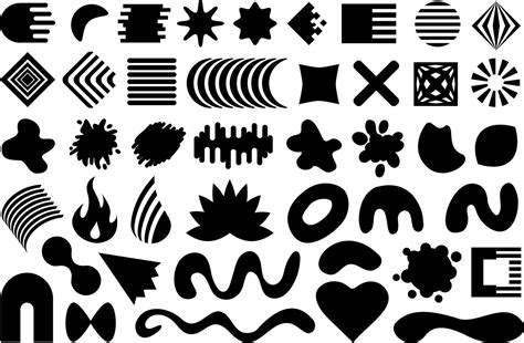 Vector Geometric Shapes Set Collection Of Black Flat Design Elements