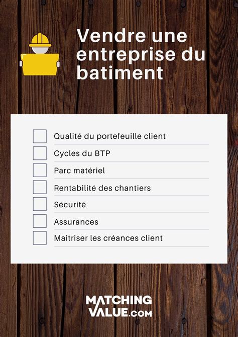 Comment Vendre Une Entreprise De Batiment Matching Value