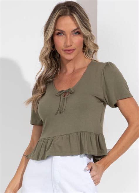 Blusa Verde Gota e Amarração Queima de Estoque