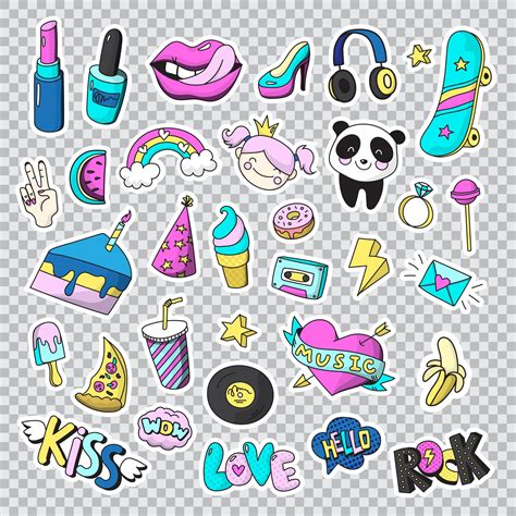 Set of cute icons 1393759 Vector Art at Vecteezy